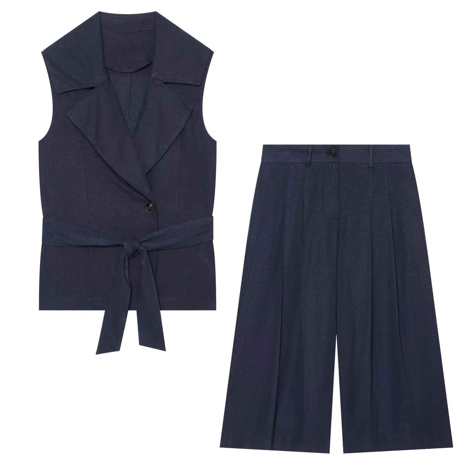 Belt Mens Fashion - Dames Zomer Marineblauw Mouwloos Vest Blazer