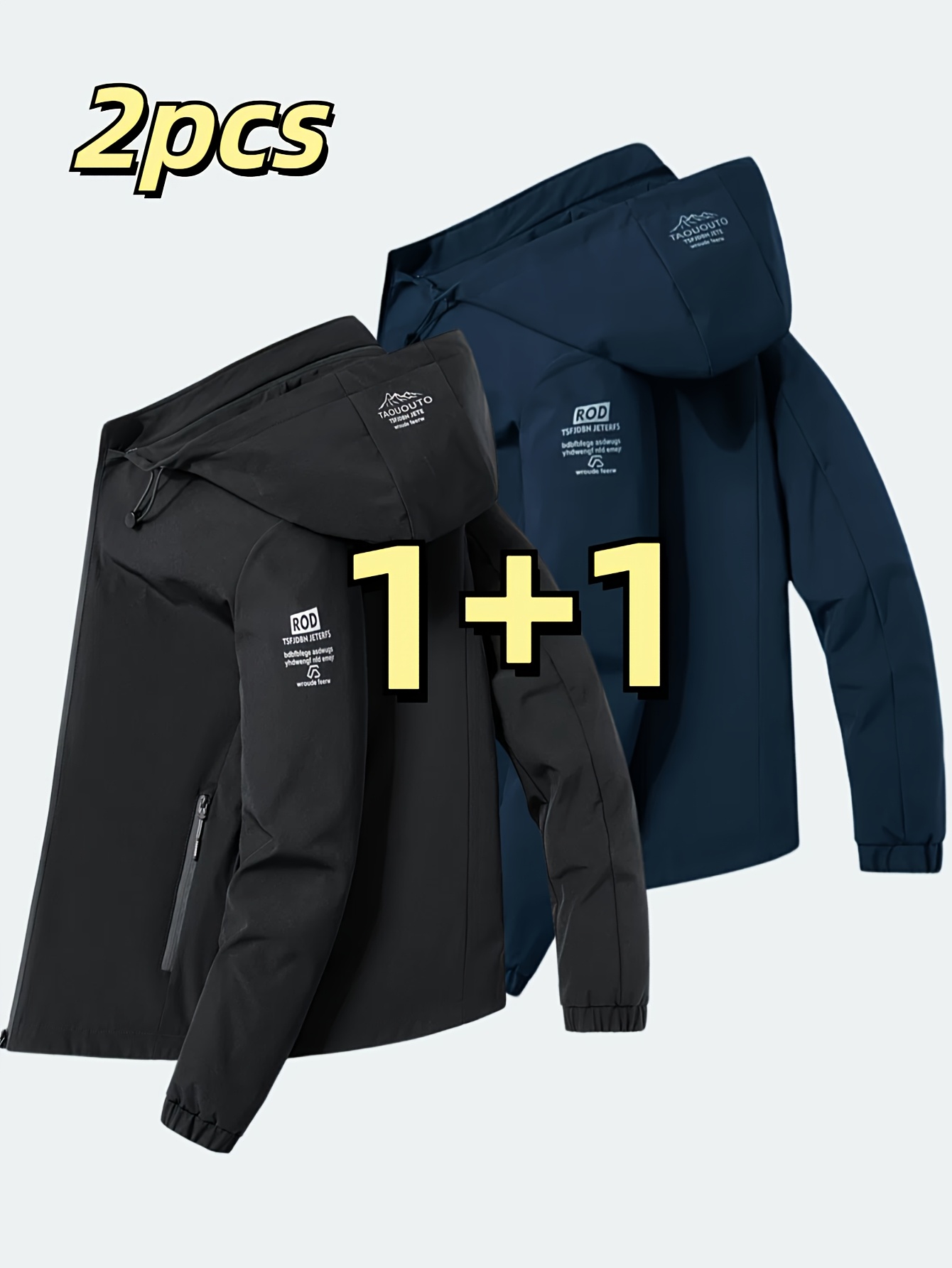 Men'S Fashion Zipper Jacket - Tweedelig modieus winddicht herenjack met capuchon
