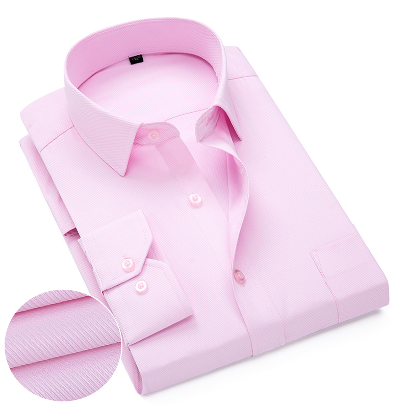 Dress Shirt Non-Iron - Roze Wit Blauw Twill Heren Formeel