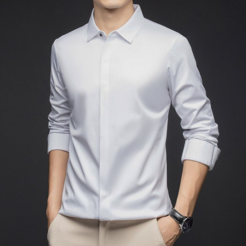 Dress Shirt Non-Iron - High-end zakelijke herenoverhemden Strijkvrije knop Onzichtbare