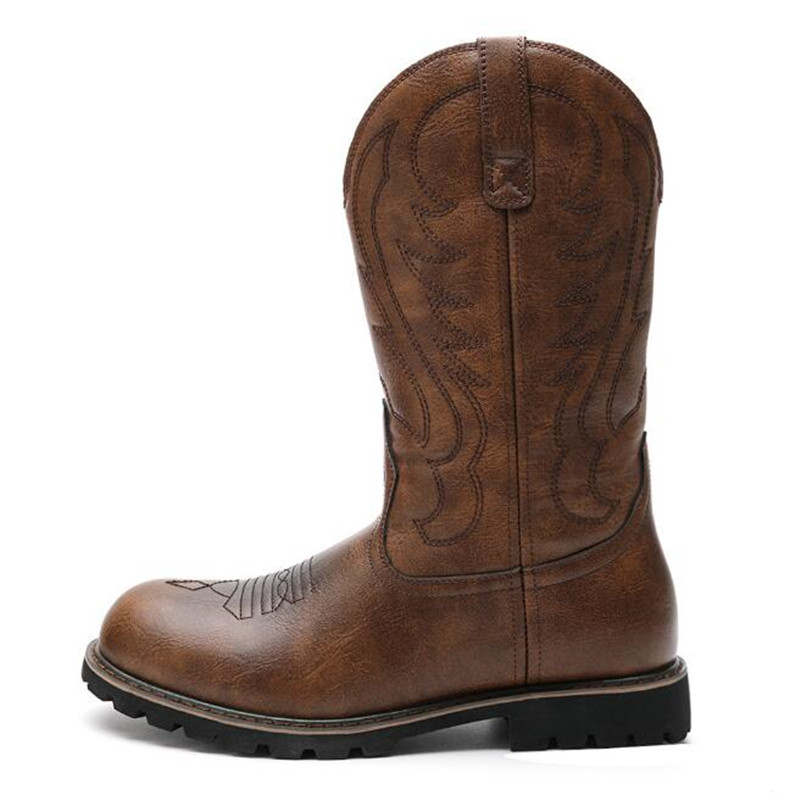 Men'S Fashion Old Money - Modeontwerper Goth Heren Cowboylaarzen Instapper Borduurproces