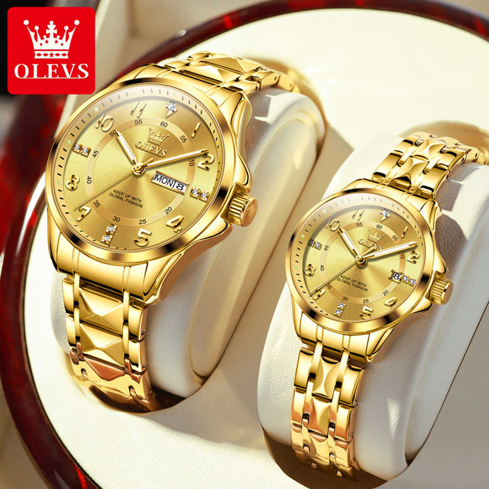Mens Fashion In 40S - OLEVS 2910 Paarhorloges Klassiek origineel modehorloge