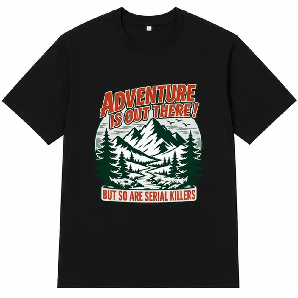 Graphic Tee Oversized - Outdoor Adventure Letter Print zwart shirt,