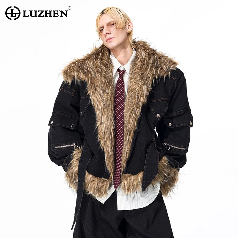 Fashion Harness Men - LUZHEN Mode Gepersonaliseerde Nepbont Splicing Ontwerp