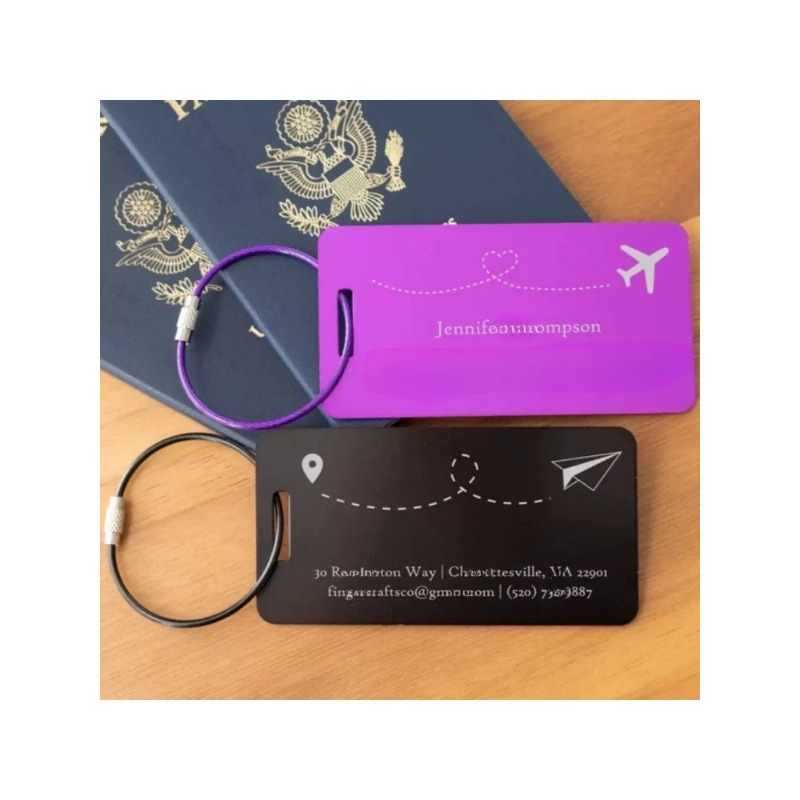 Men'S Fashion Labels - Gepersonaliseerde aangepaste metalen bagagelabels Lasergravure namen