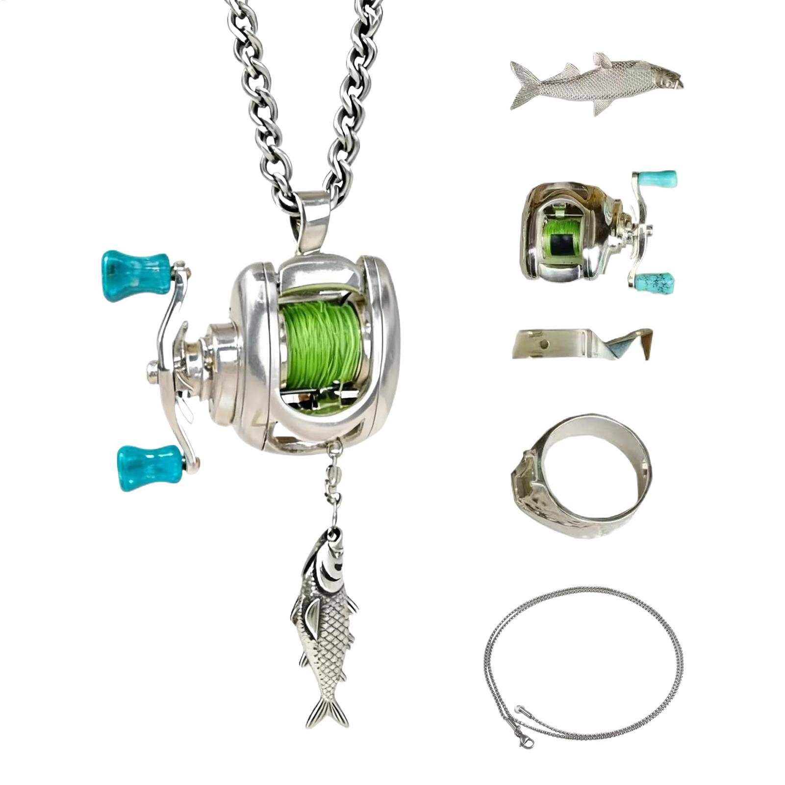 Men'S Fashion Night Out - 2026 Visserijhangerketting Realistische sieraden Visserijmolenhanger voor
