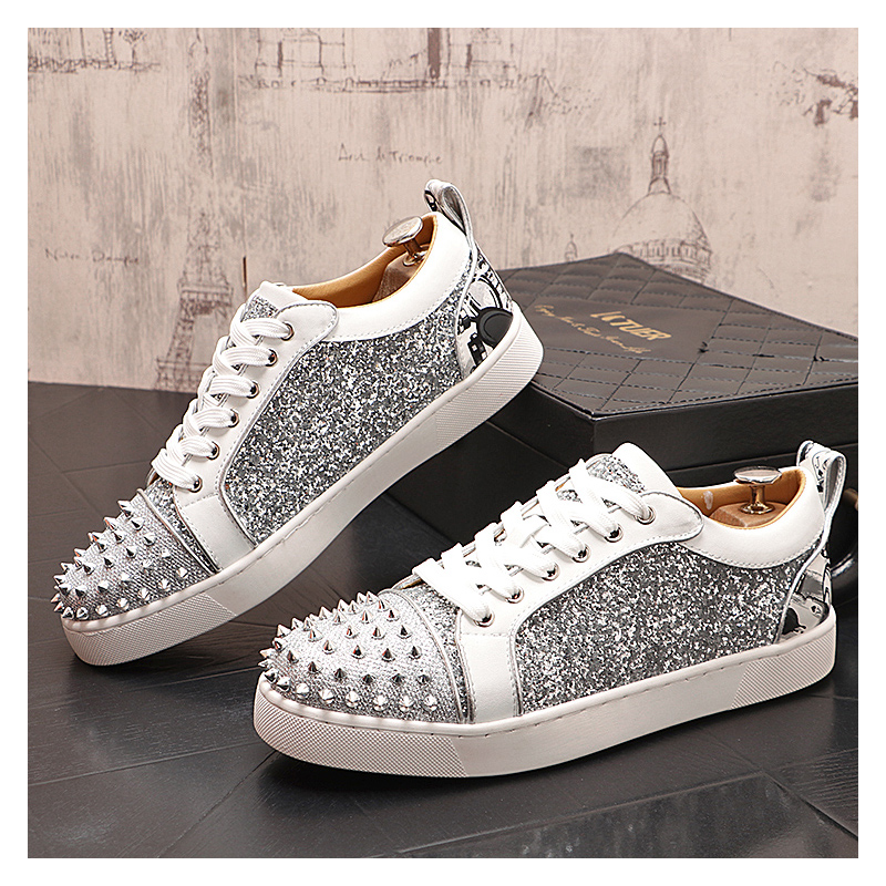 Mens Fashion Dress - Heren luxe mode zilveren klinknagels schoenen