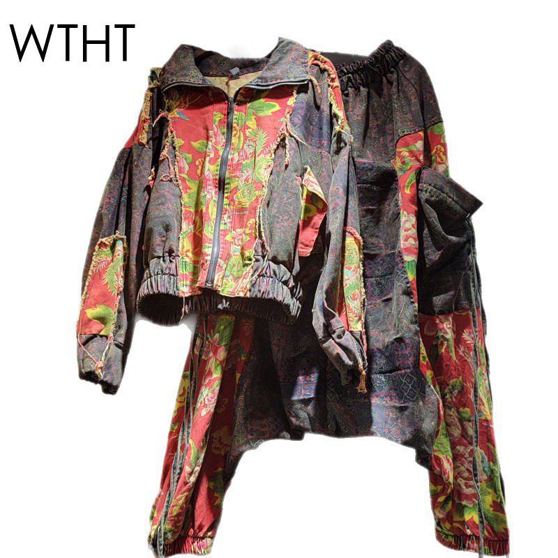 Denim Jacket Vintage - WTHT Vintage trendy dames patchwork print