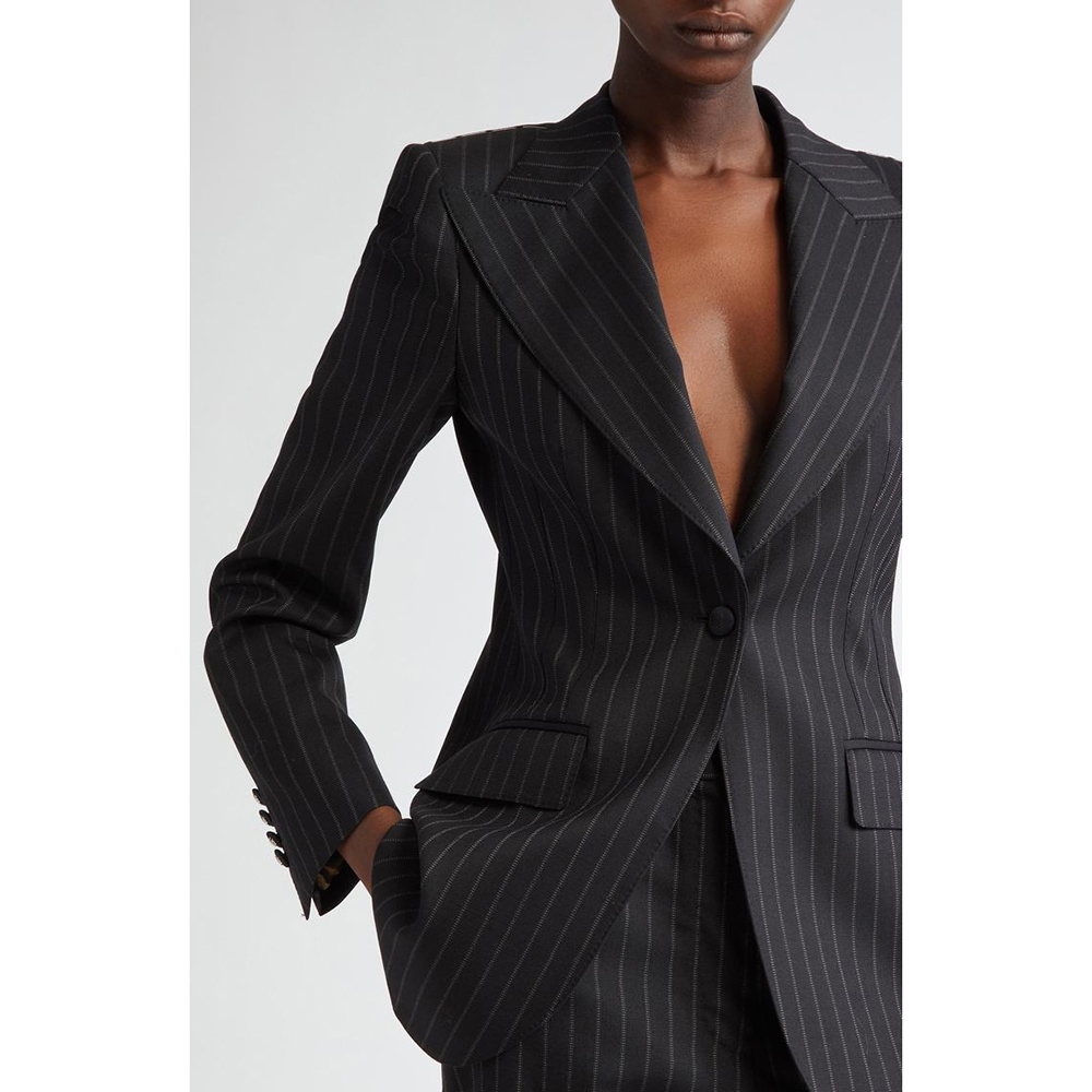 Men'S Fashion All Black Outfit - Elegante zwarte blazer met bandjes voor