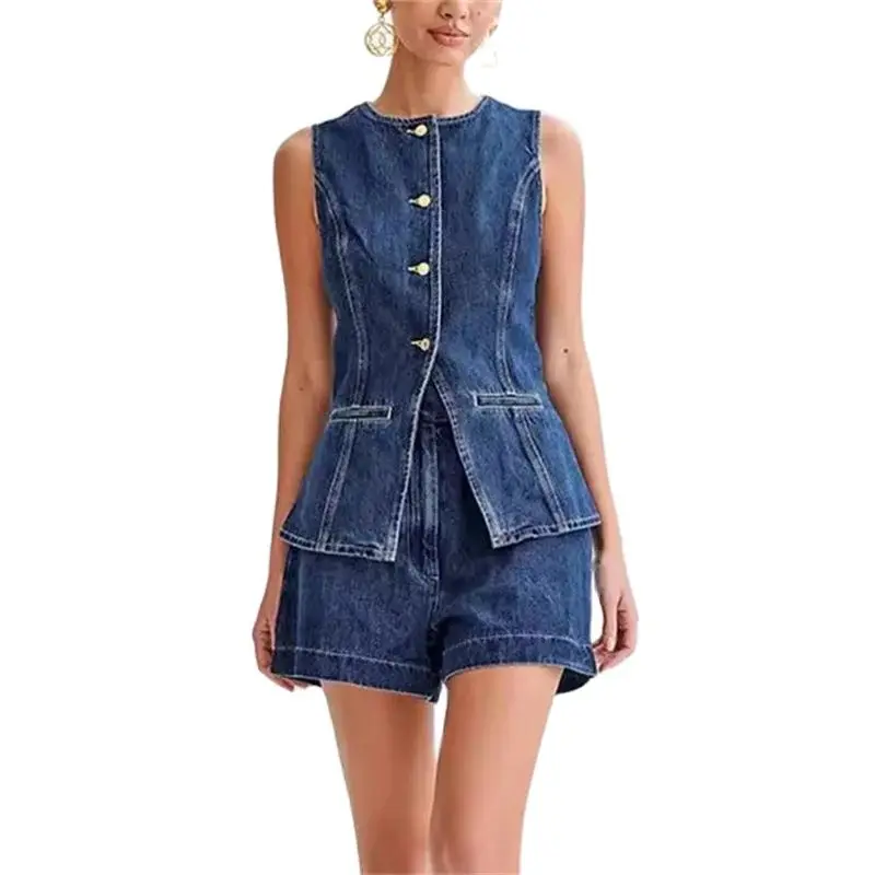 Denim Jacket Vintage - 2024 Vintage Casual Denim Suits Back