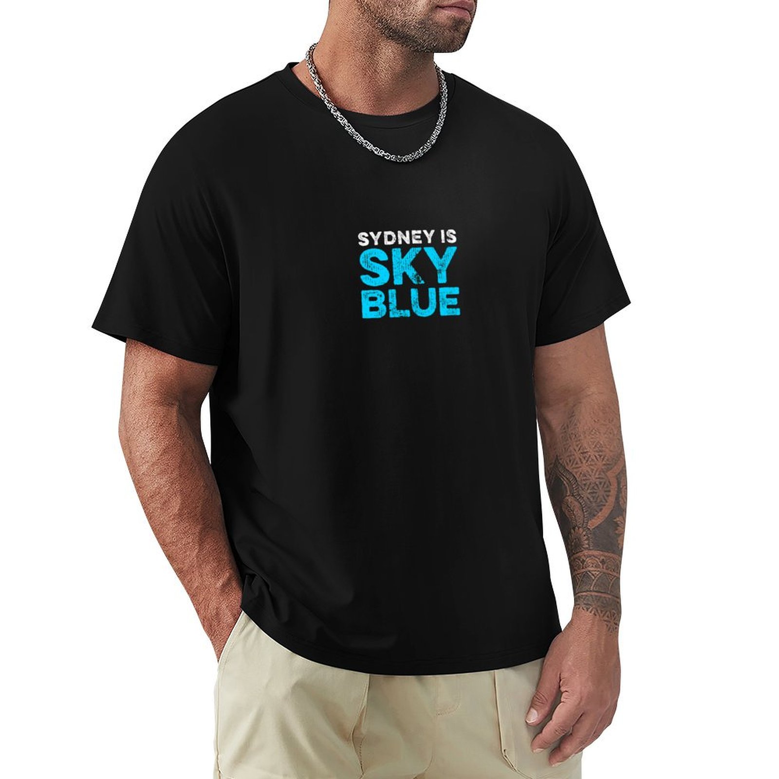 Men'S Fashion Sydney - Sydney is een hemelsblauw T-shirt, zomermode,