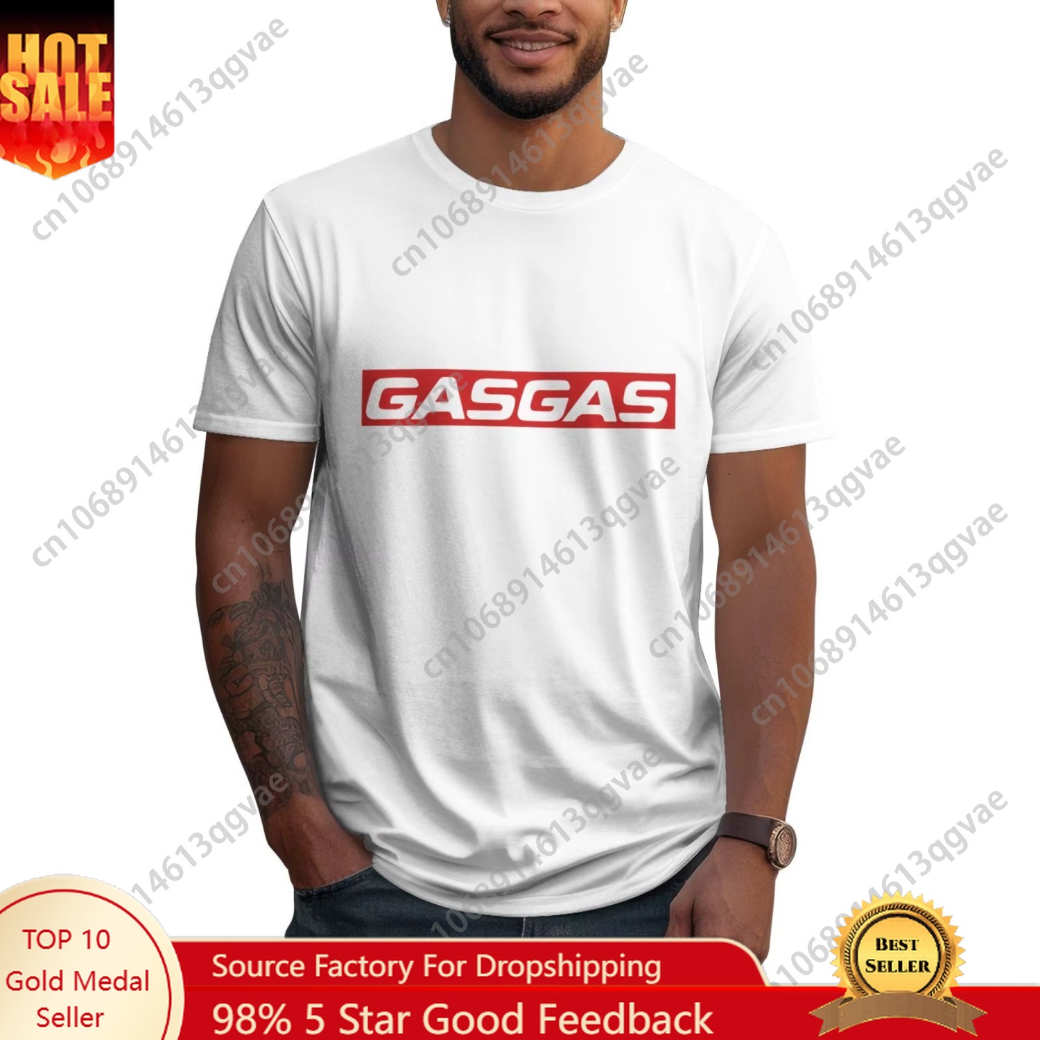 Graphic Tee Oversized - GasGas Enduro motorfiets prints T-shirt 100%