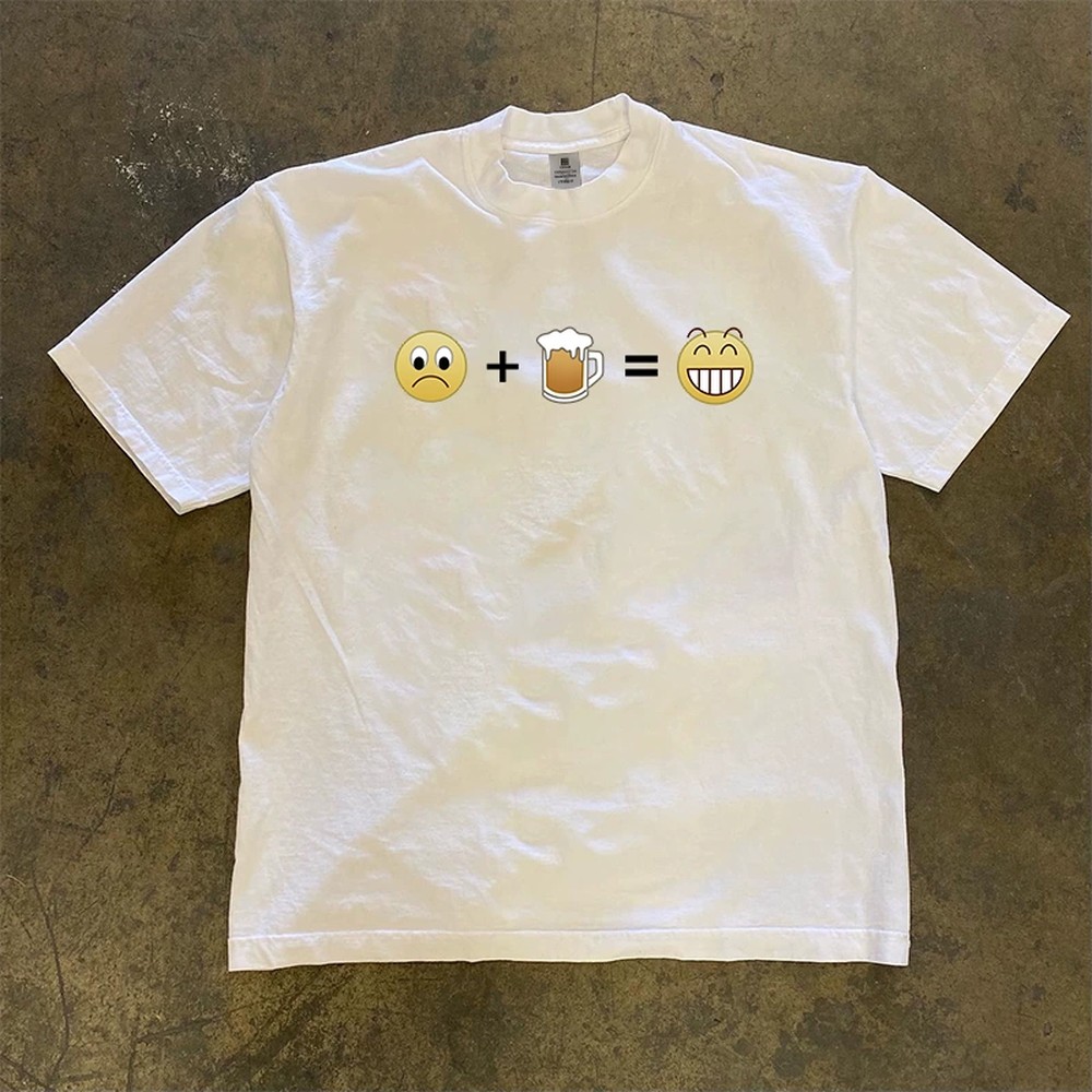 Men'S Fashion Night Out - Grappig Emoji Bier T-shirt Heren Dames