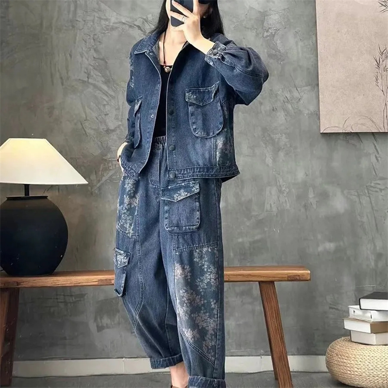 Denim Jacket Vintage - 2025 herfst denim jasje past geruite