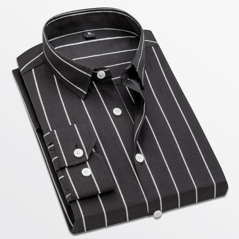 Dress Shirt Non-Iron - Mannen Gestreept Shirt Lange Mouwen Mannen