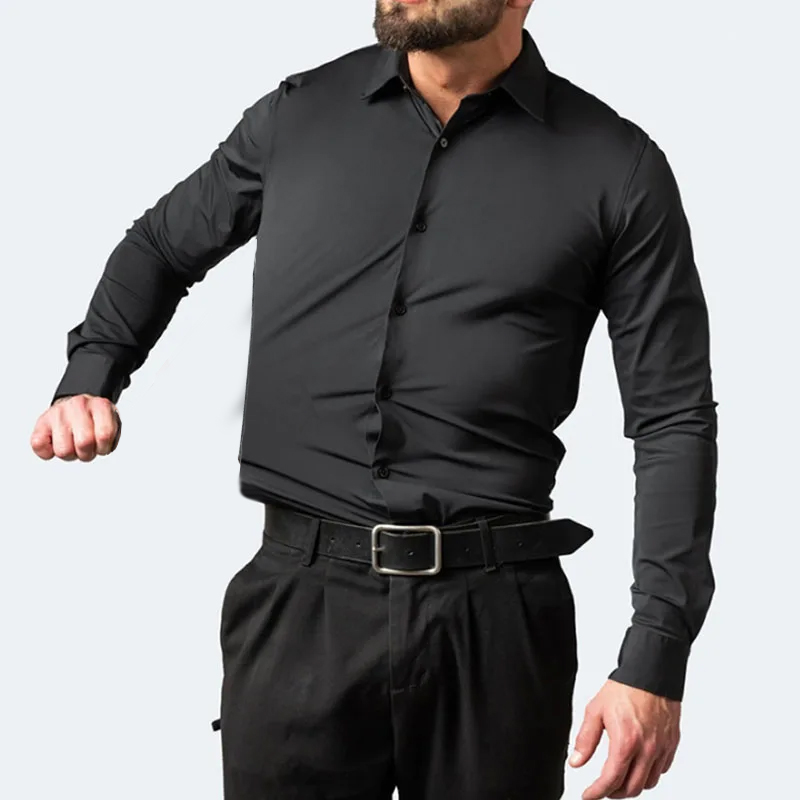 Dress Shirt Non-Iron - Lichte elasticiteit Heren zakelijk casual overhemd