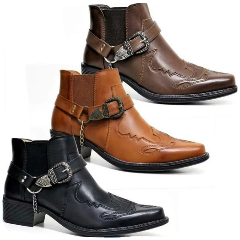 Men'S Fashion Old Money - Mode 2026 Heren Vintage Cowboy Boots