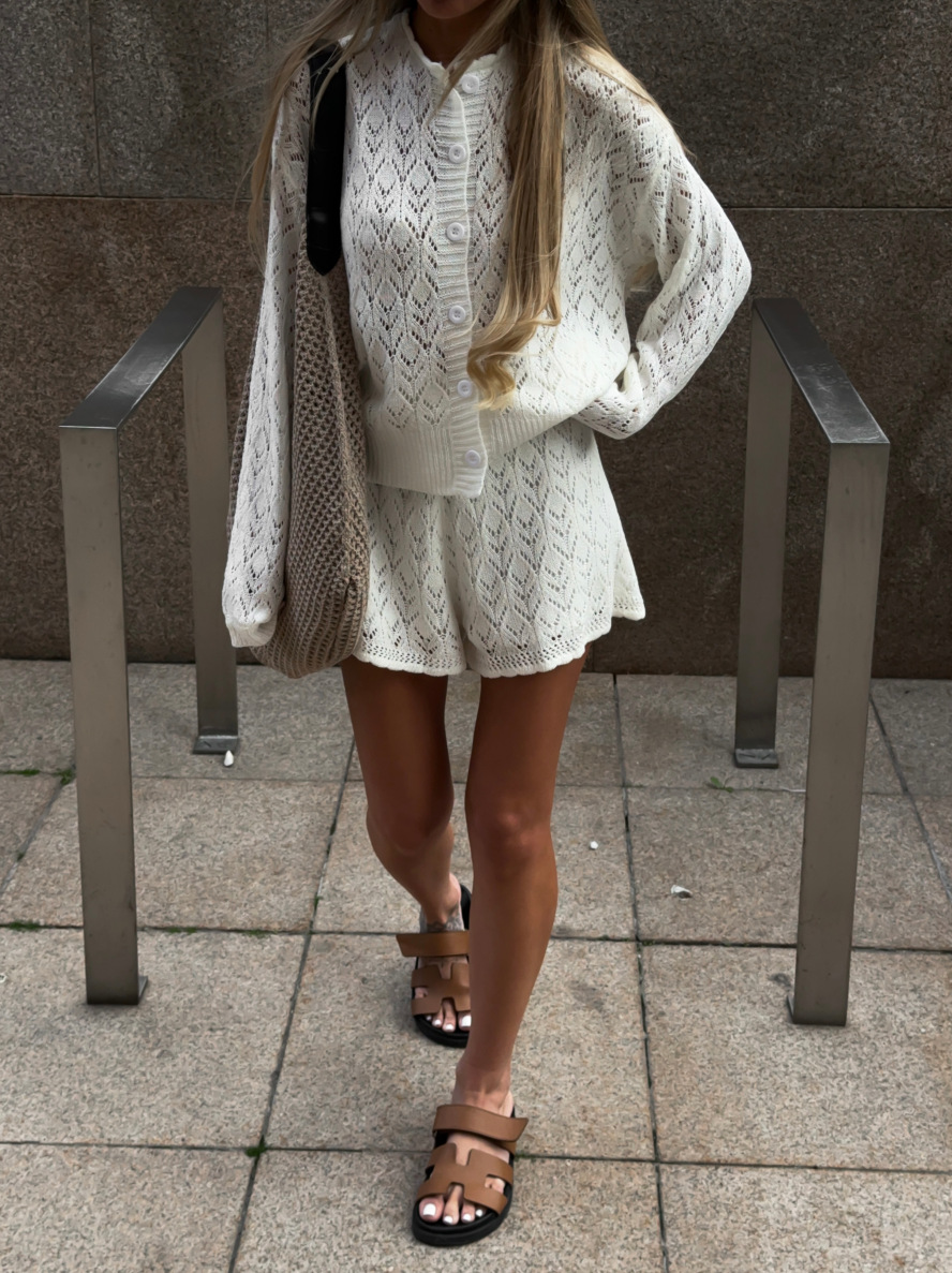 Witte holle gebreide tweedelig - Knitted Cardigan Men recensie en prijs