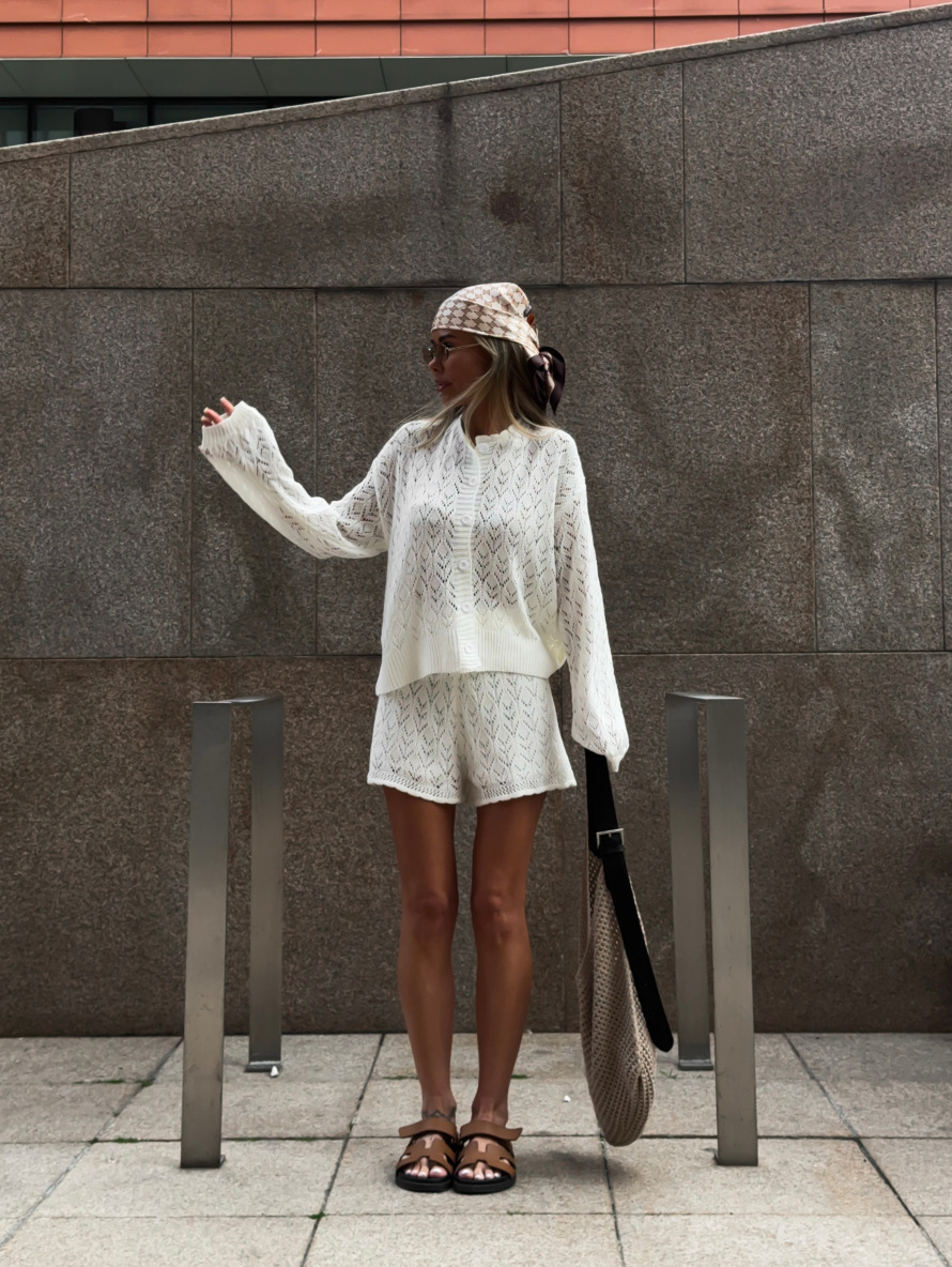 Witte holle gebreide tweedelig - Knitted Cardigan Men recensie en prijs
