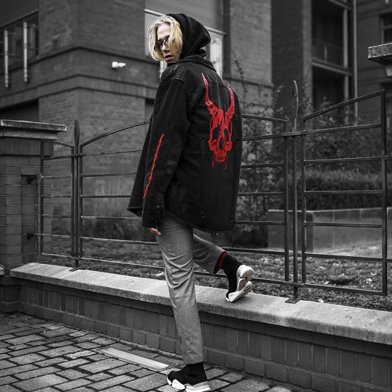 Schedel Afdrukken Denim Jas He - Denim Jacket Vintage recensie en prijs
